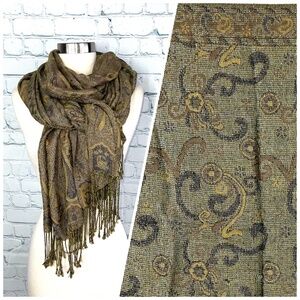 |•GRAPHIC PRINT SCARF/WRAP•| Browns + Gold + Gold Sparkle 22x88